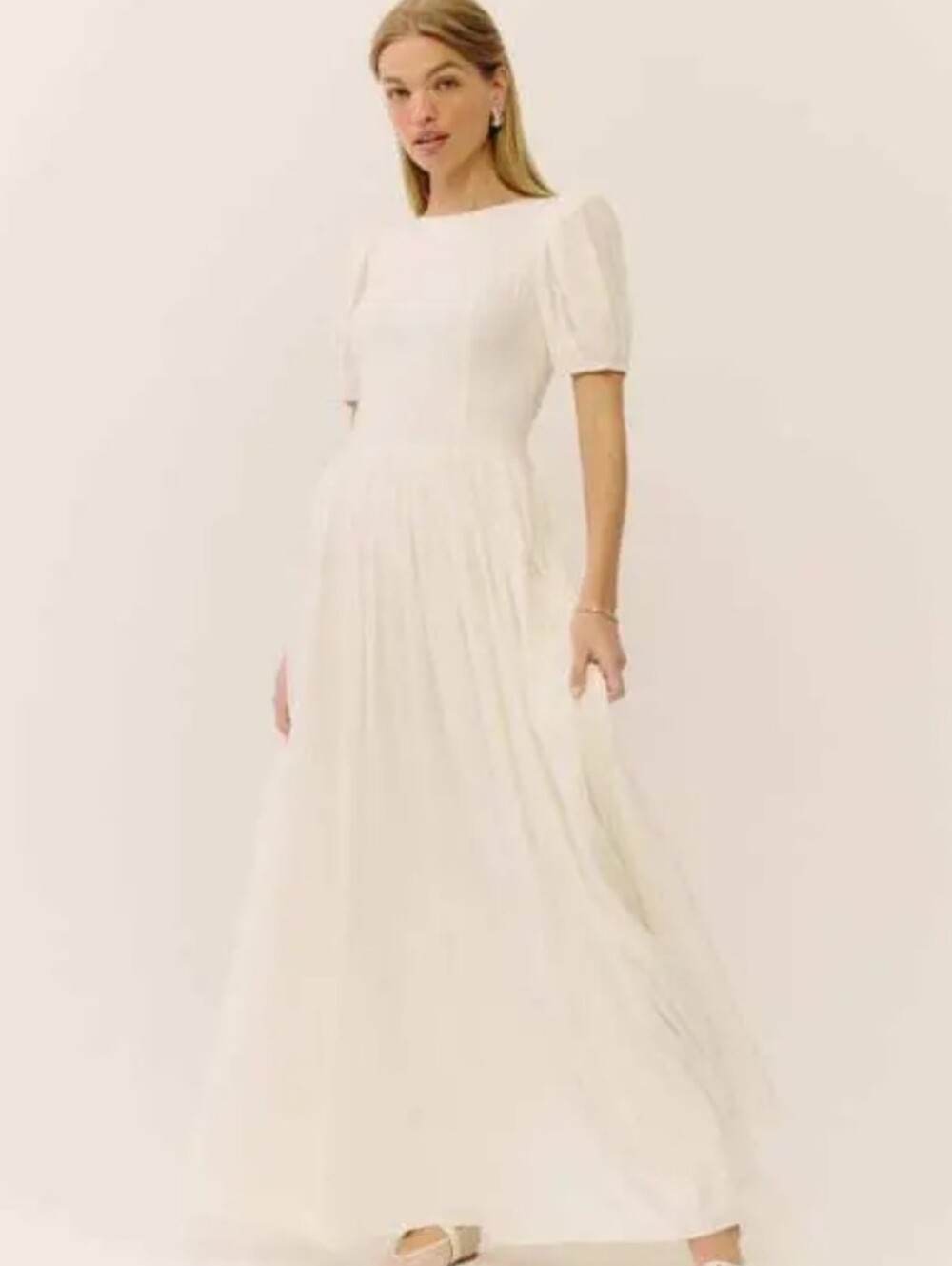 Reformation Mitra Nwt White Puff-Sleeve Maxi Dress Size 4